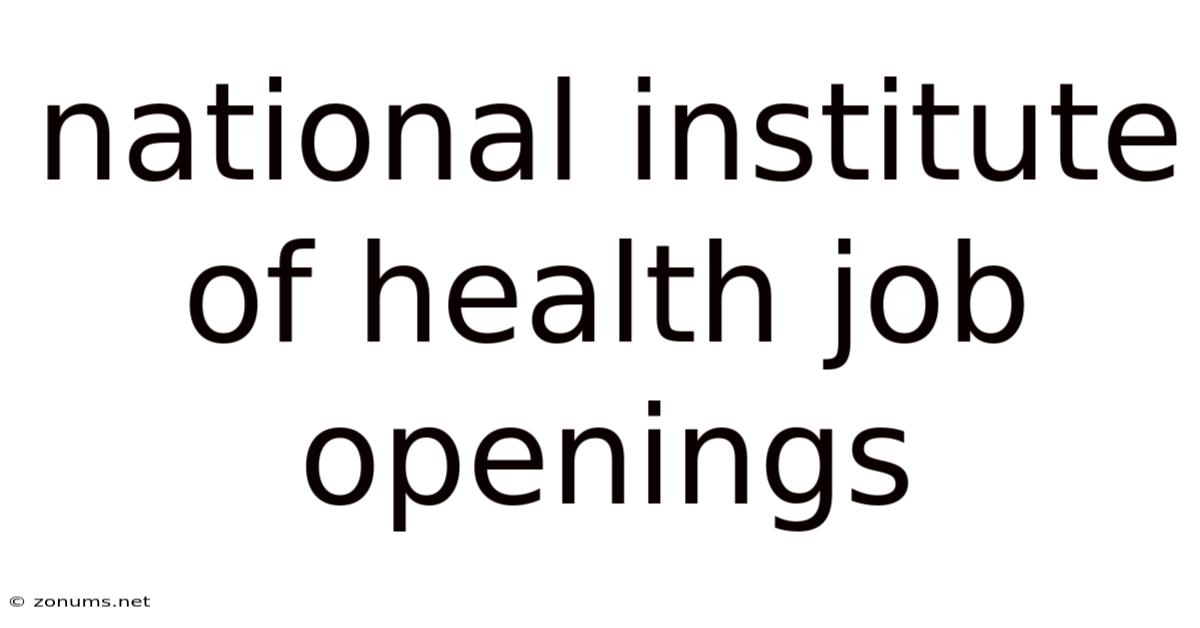 National Institute Of Health Job Openings