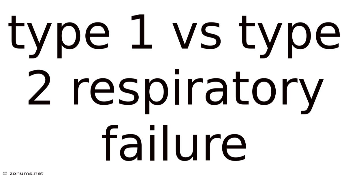 Type 1 Vs Type 2 Respiratory Failure